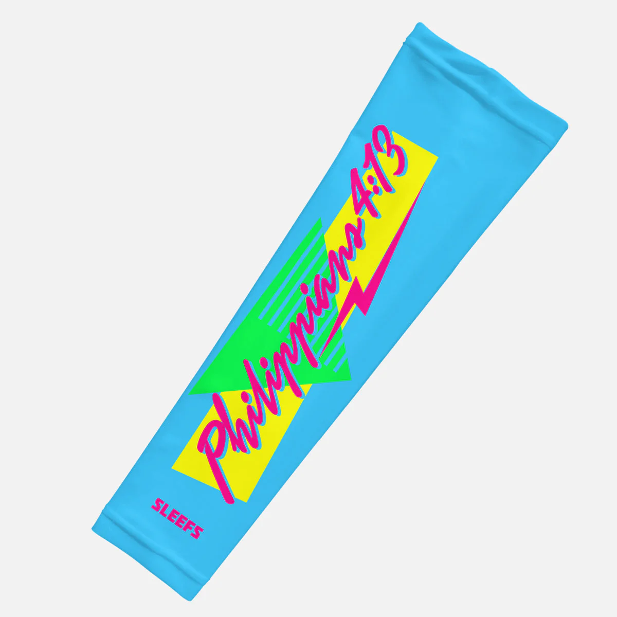 Philippians 4:13 Synthwave Pink and Blue Arm Sleeves Pair - Image 5