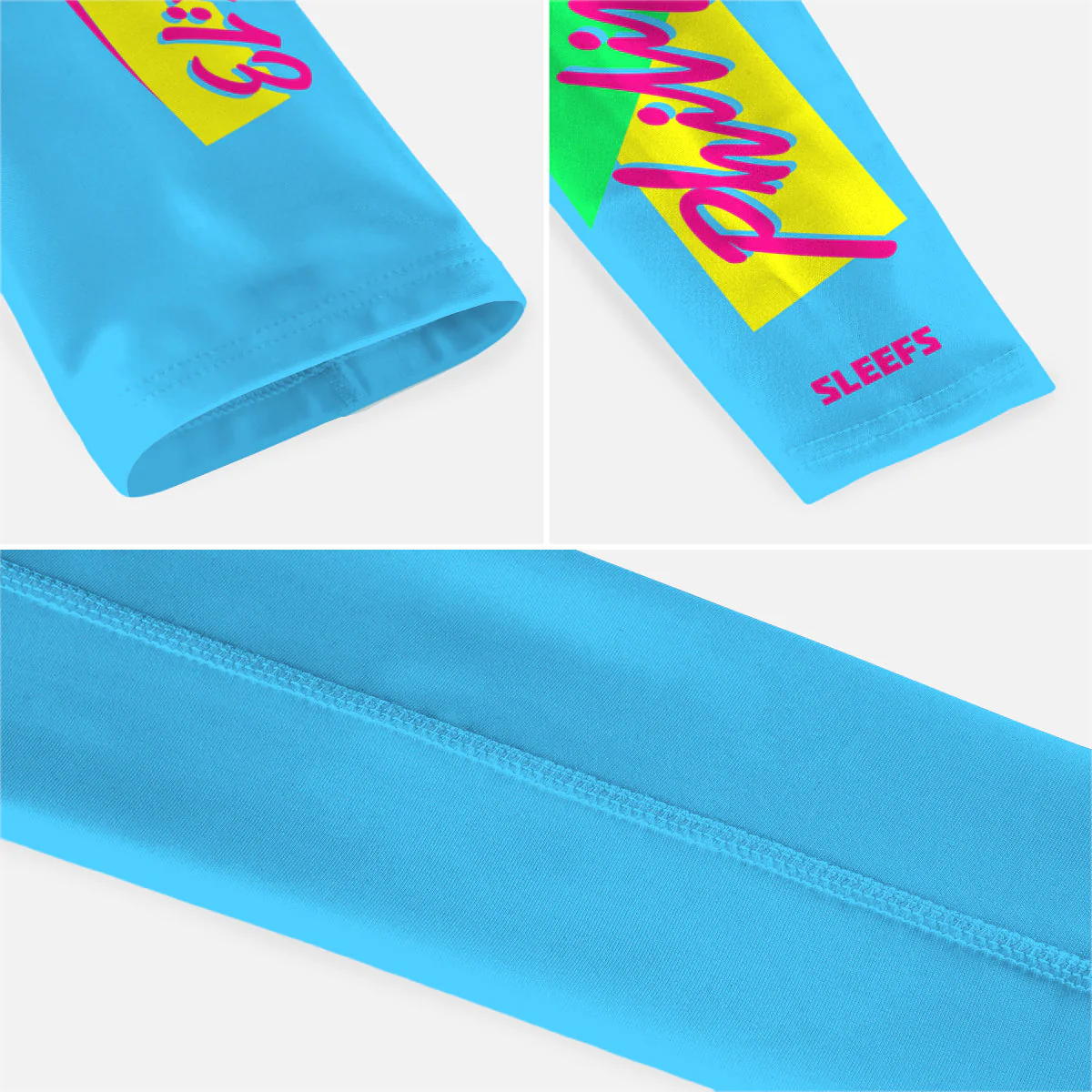 Philippians 4:13 Synthwave Pink and Blue Kids Arm Sleeves Pair - Image 8