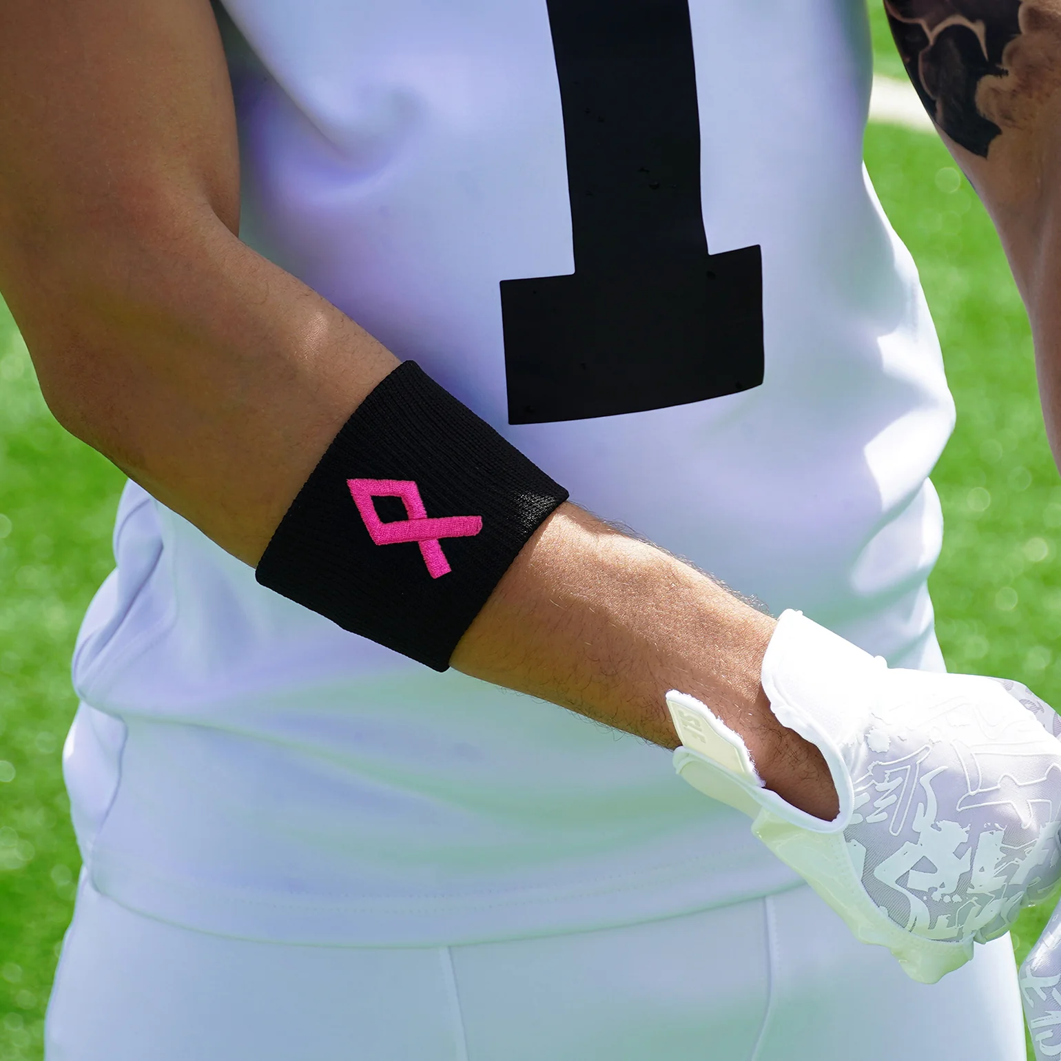 Pink Ribbon Black Drip Wristband - Image 2