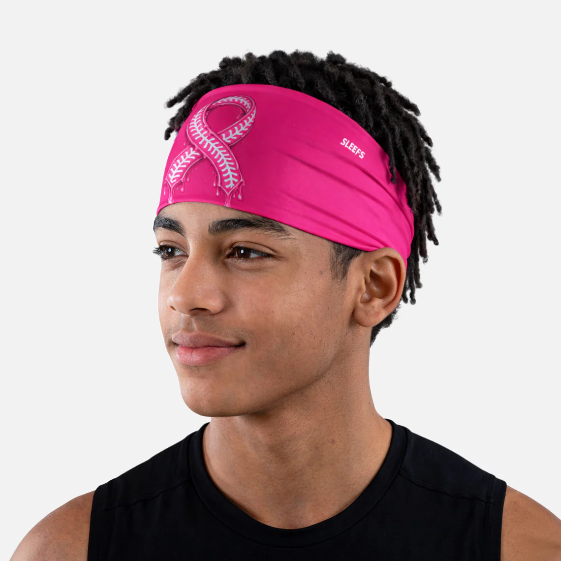 Pink Ribbon Drip Baseball Headband - Image 2