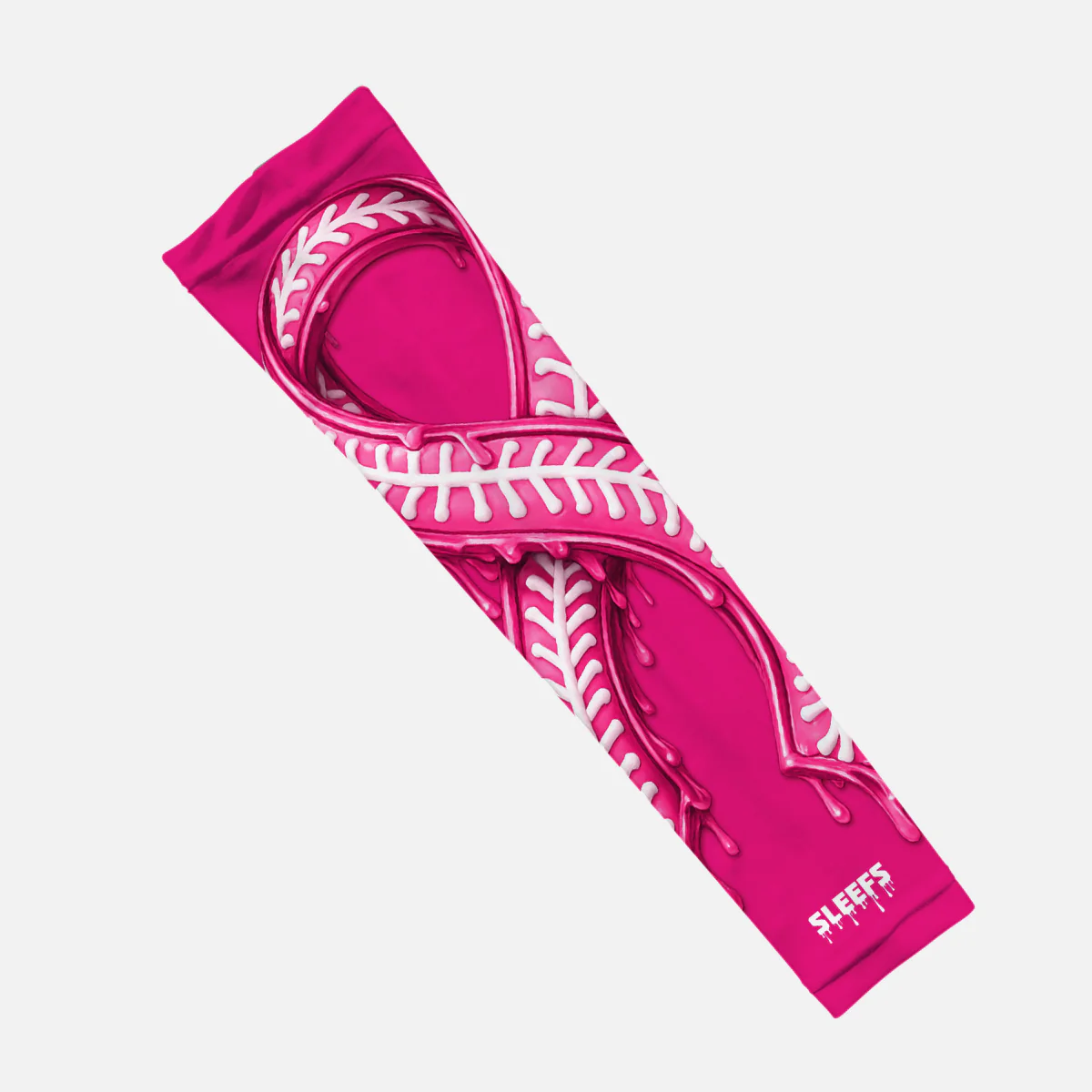 Pink Ribbon Drip Baseball Kids Arm Sleeve - Image 3