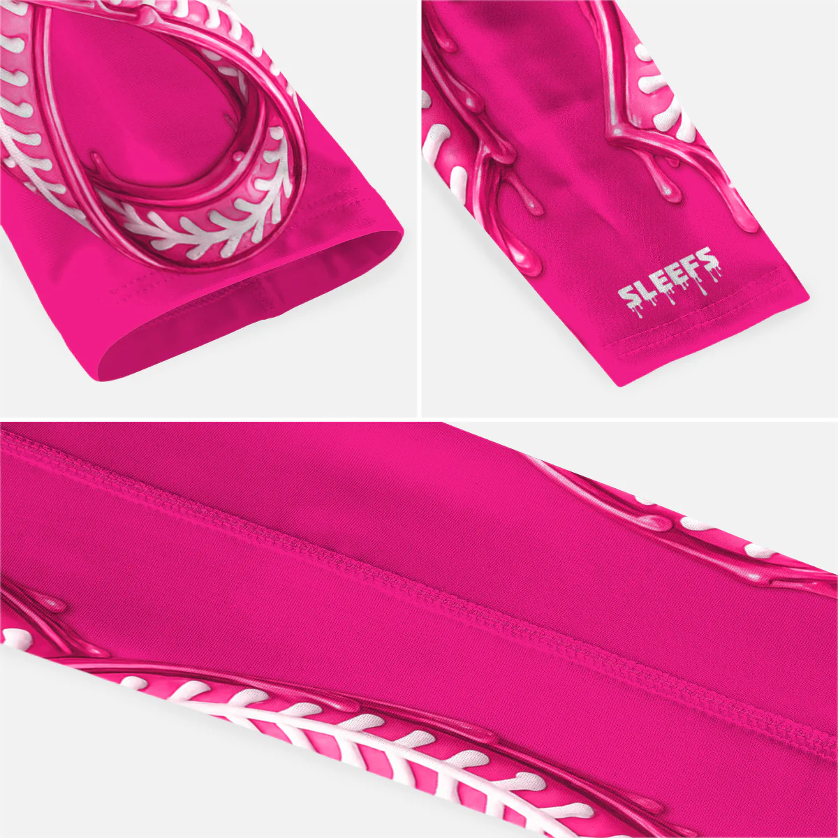 Pink Ribbon Drip Baseball Kids Arm Sleeve - Image 4