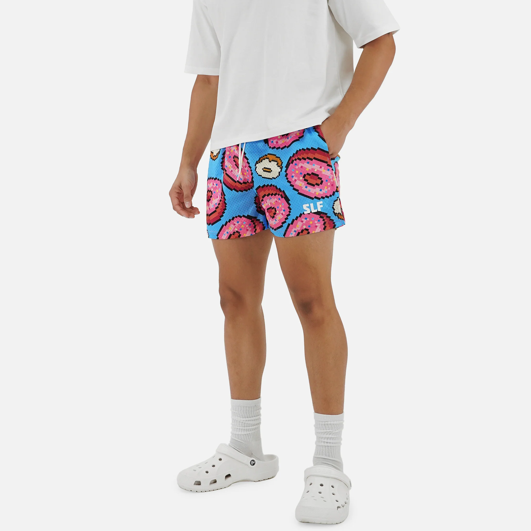 Pixel Donuts Light Blue Shorts - 5" - Image 2
