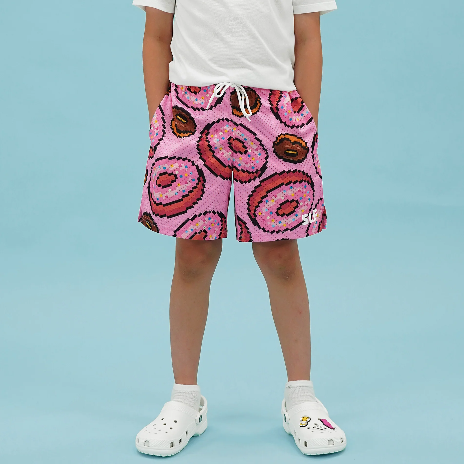 Pixel Donuts Pink Kids Shorts - 5" - Image 2