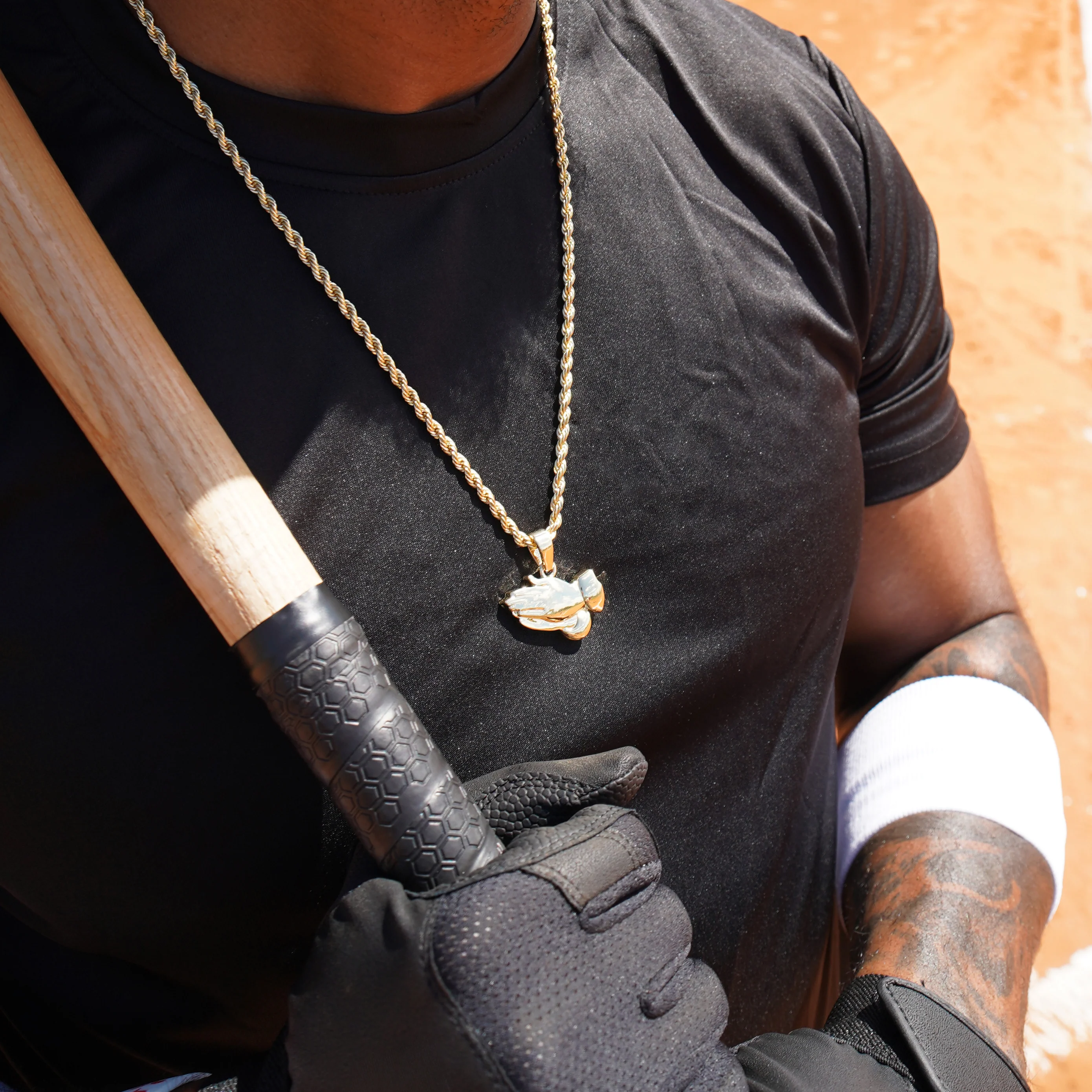 Praying Hands 1½" Pendant with Chain Necklace - Gold Plated Stainless Steel - Image 2