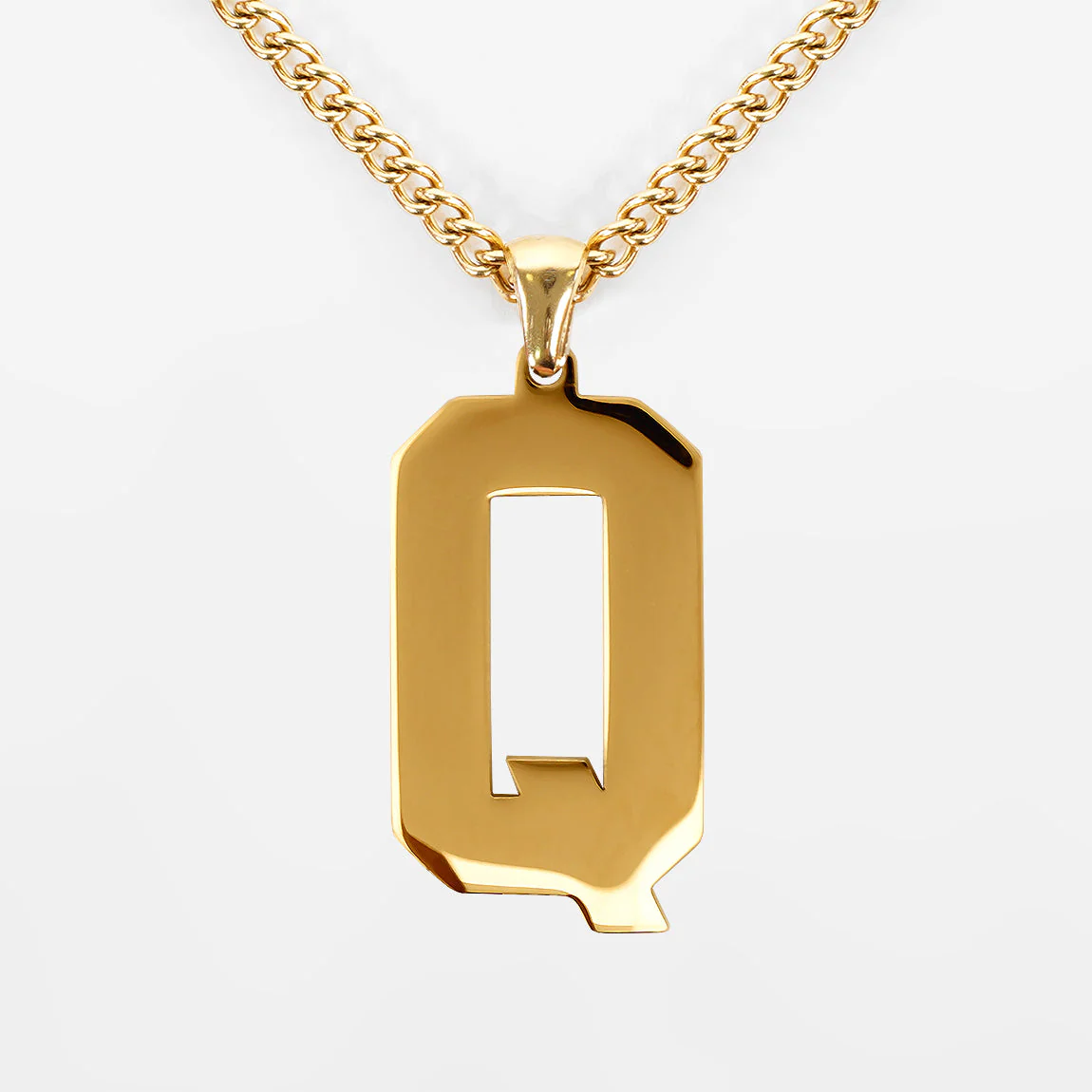 Q Letter Pendant with Chain Kids Necklace - Gold Plated Stainless Steel