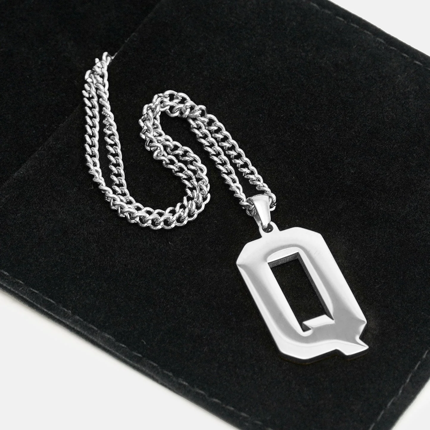 Q Letter Pendant with Chain Kids Necklace - Stainless Steel - Image 5