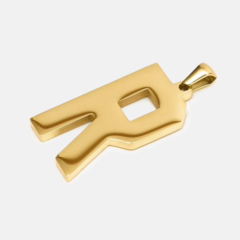 R Letter Pendant with Chain Kids Necklace - Gold Plated Stainless Steel - Image 3