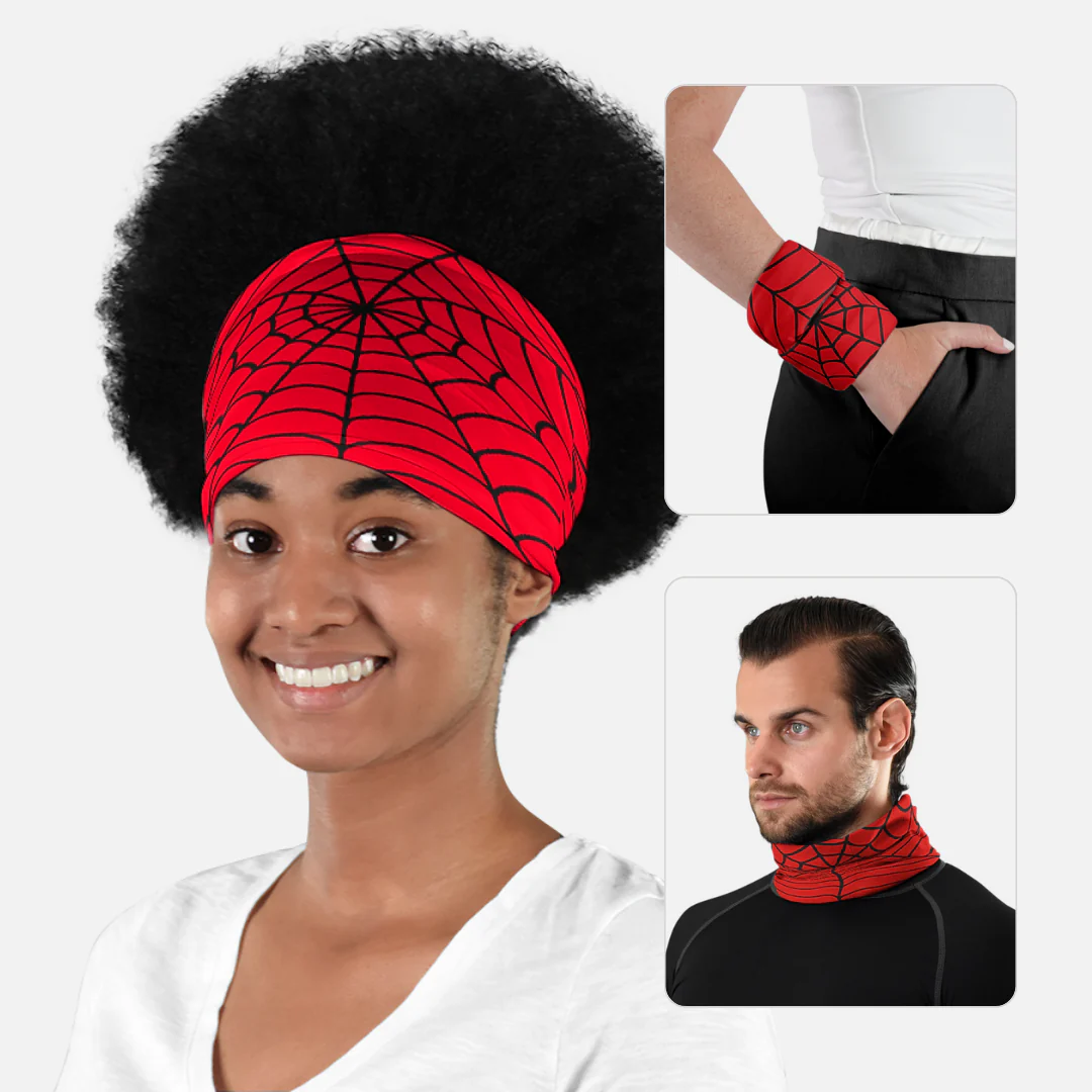 Red Web Pattern Neck Gaiter - Image 3