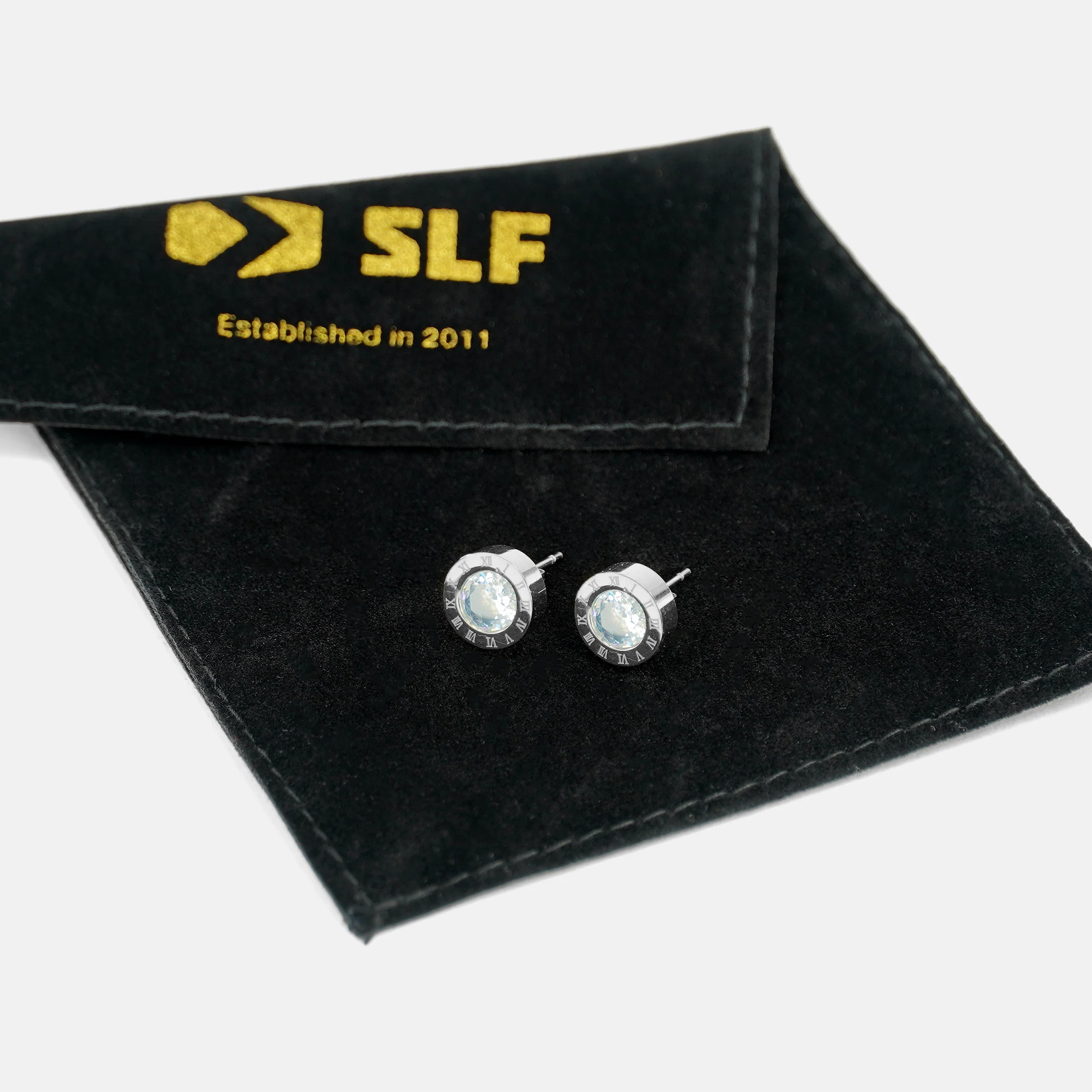 Roman Numeral Stud Earrings - Stainless Steel - Image 3