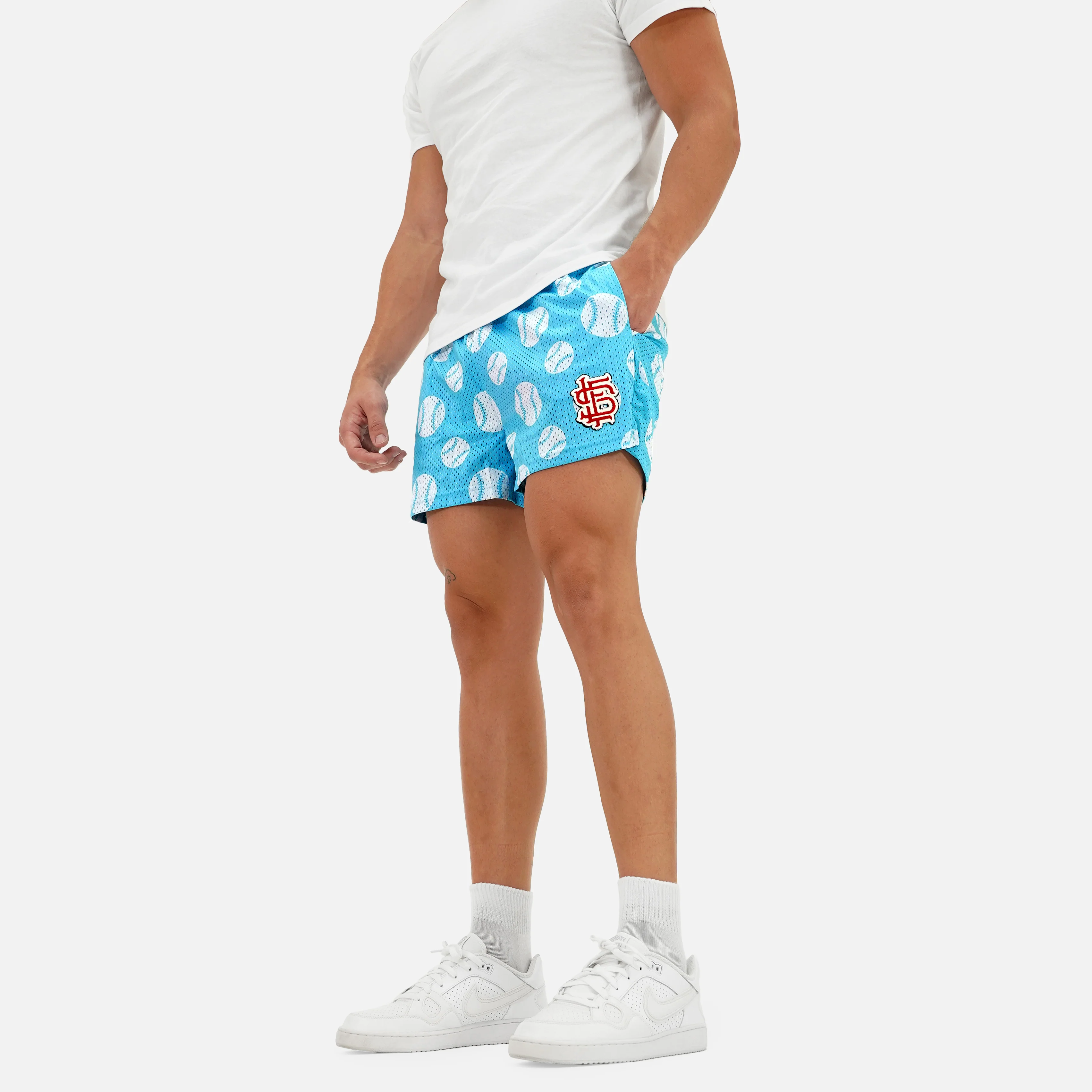Sky Blue Baseballs Shorts - 5" - Image 3