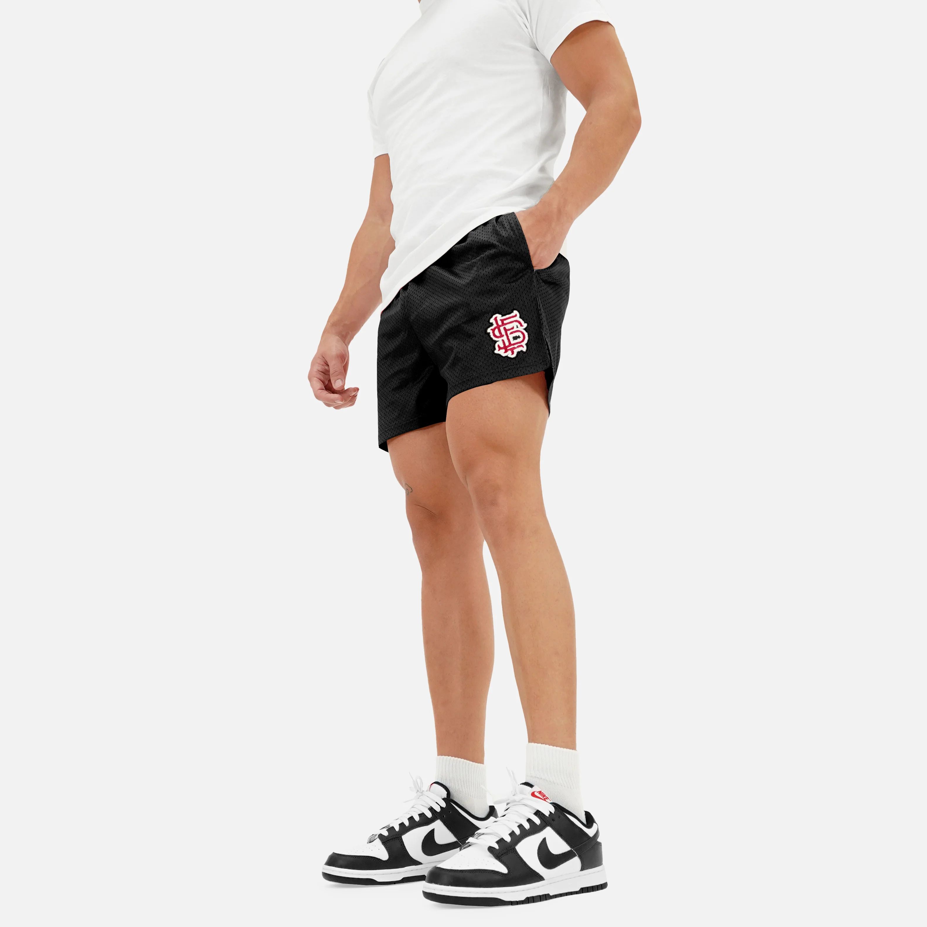 SLF Baseball Patch Black Shorts - 5" - Image 2