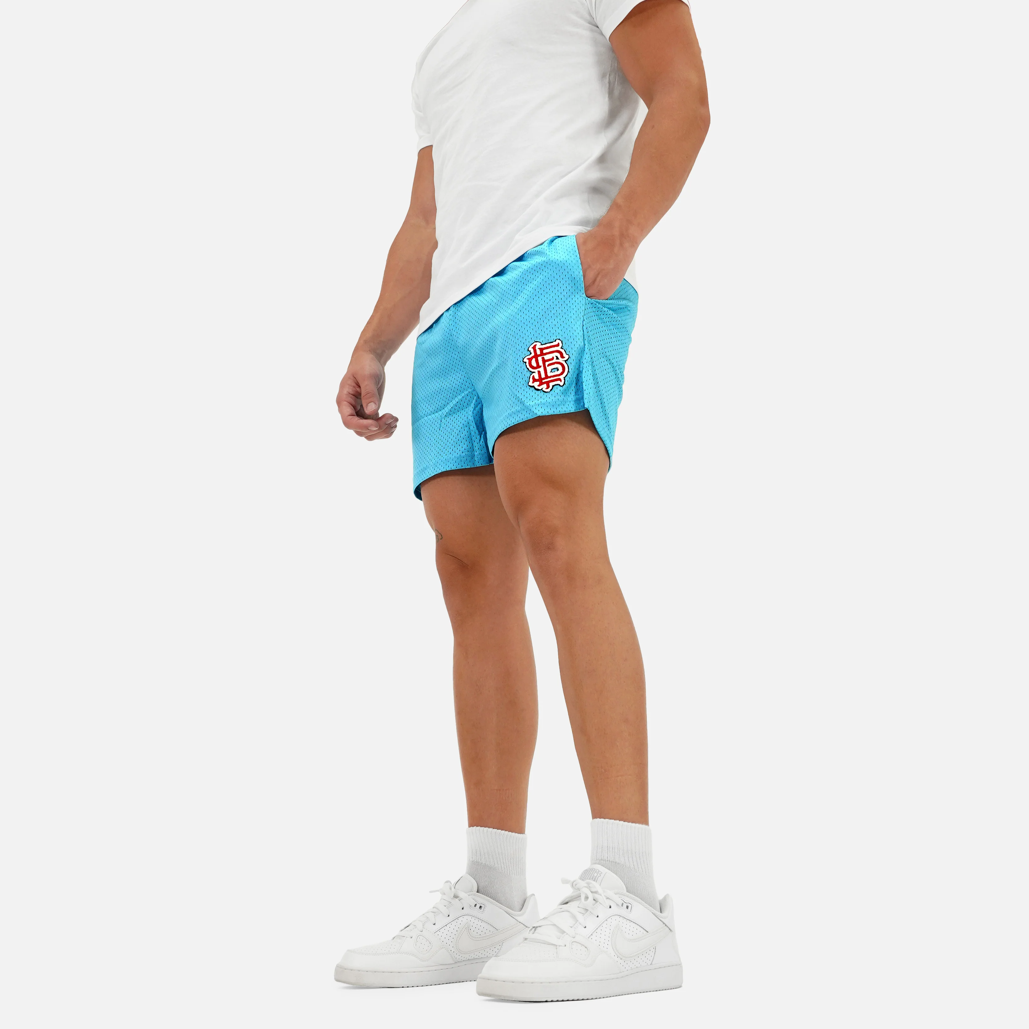 SLF Baseball Patch Sky Blue Shorts - 5" - Image 2