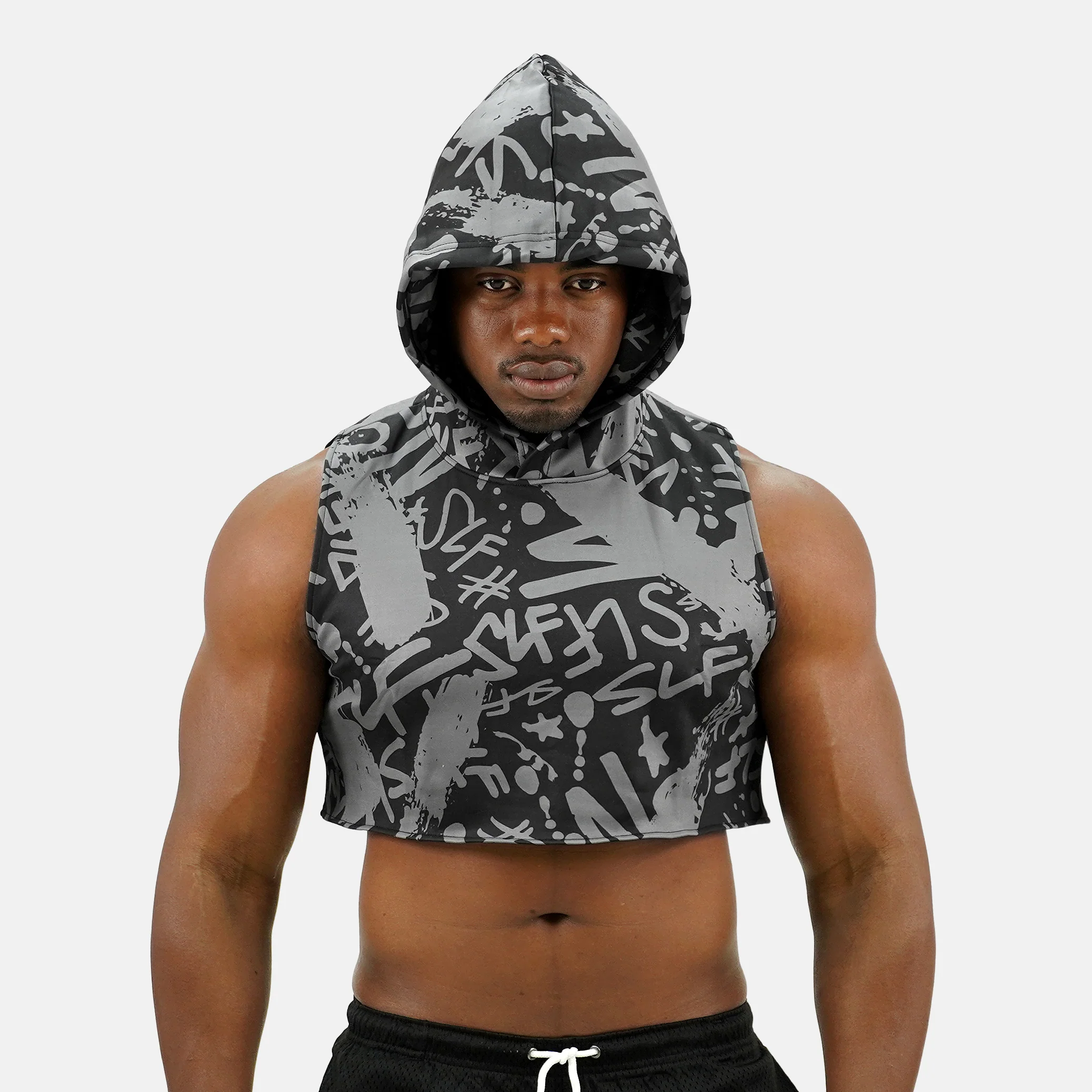 SLF Graffiti Brush Football Crop Top Hoodie - Image 3
