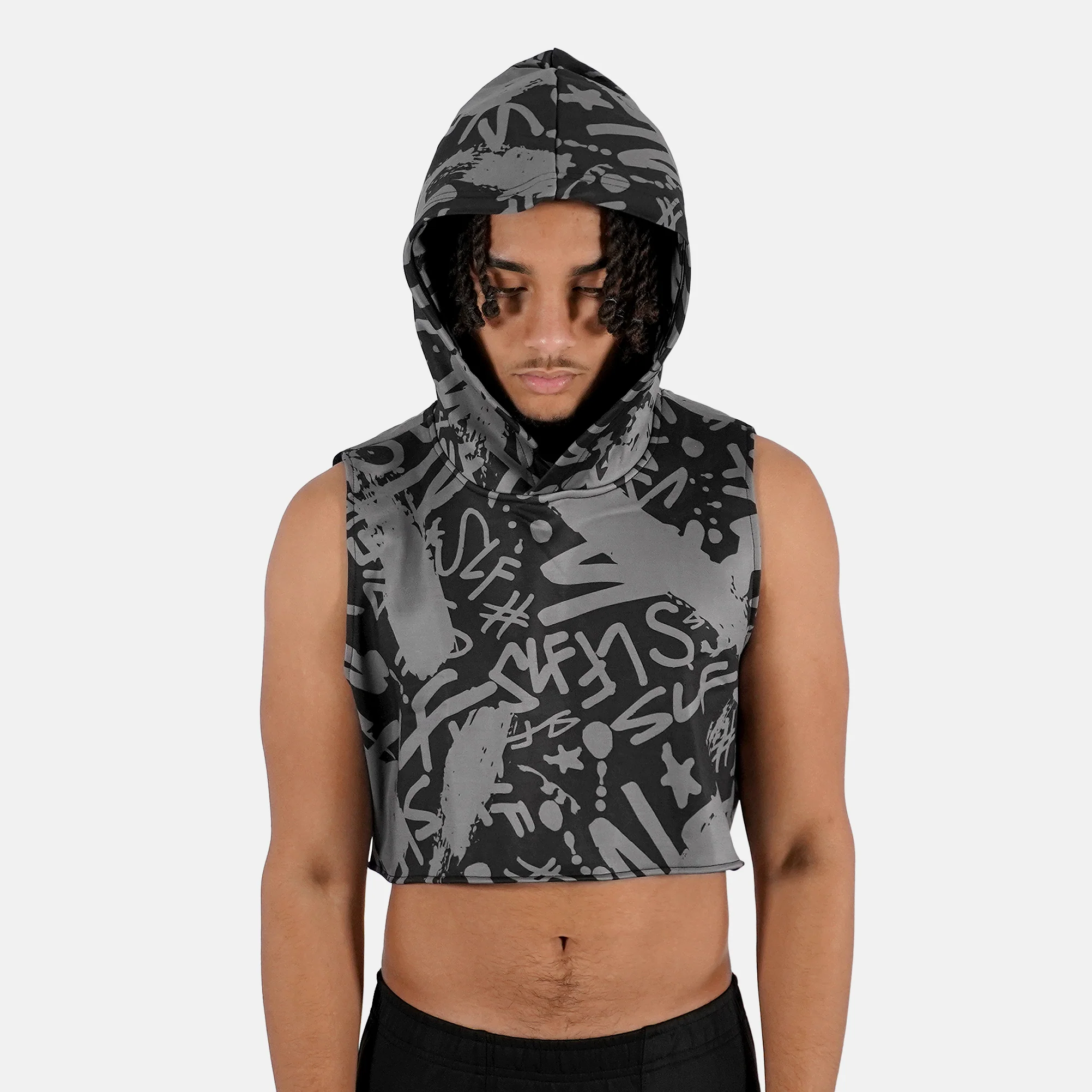 SLF Graffiti Brush Football Crop Top Hoodie - Image 5