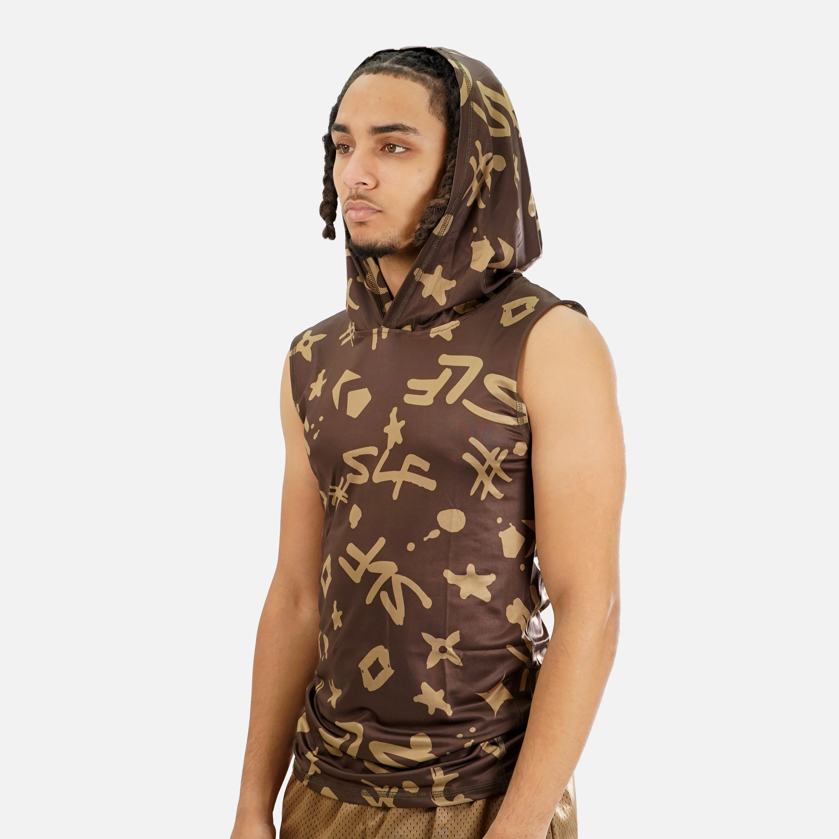 SLF Milan Pattern Sleeveless Compression Hoodie - Image 2