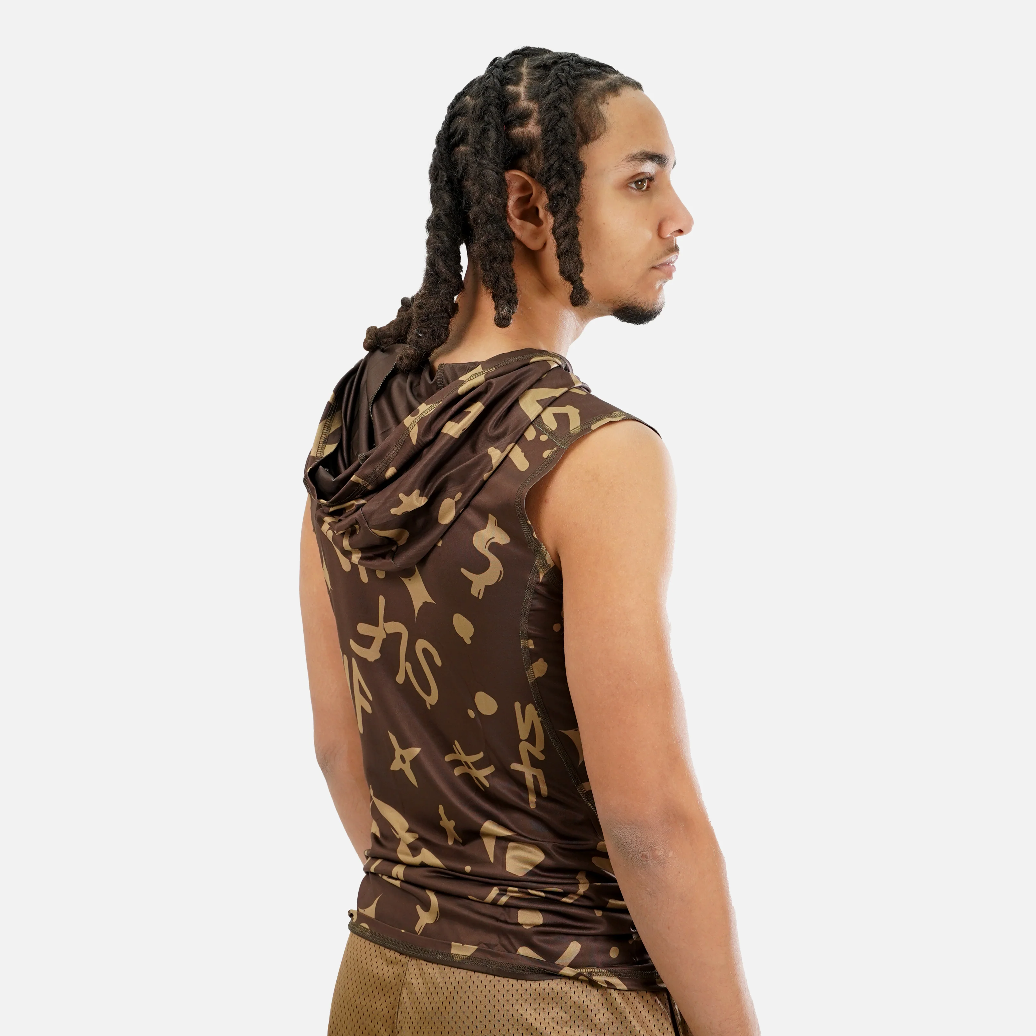 SLF Milan Pattern Sleeveless Compression Hoodie - Image 3