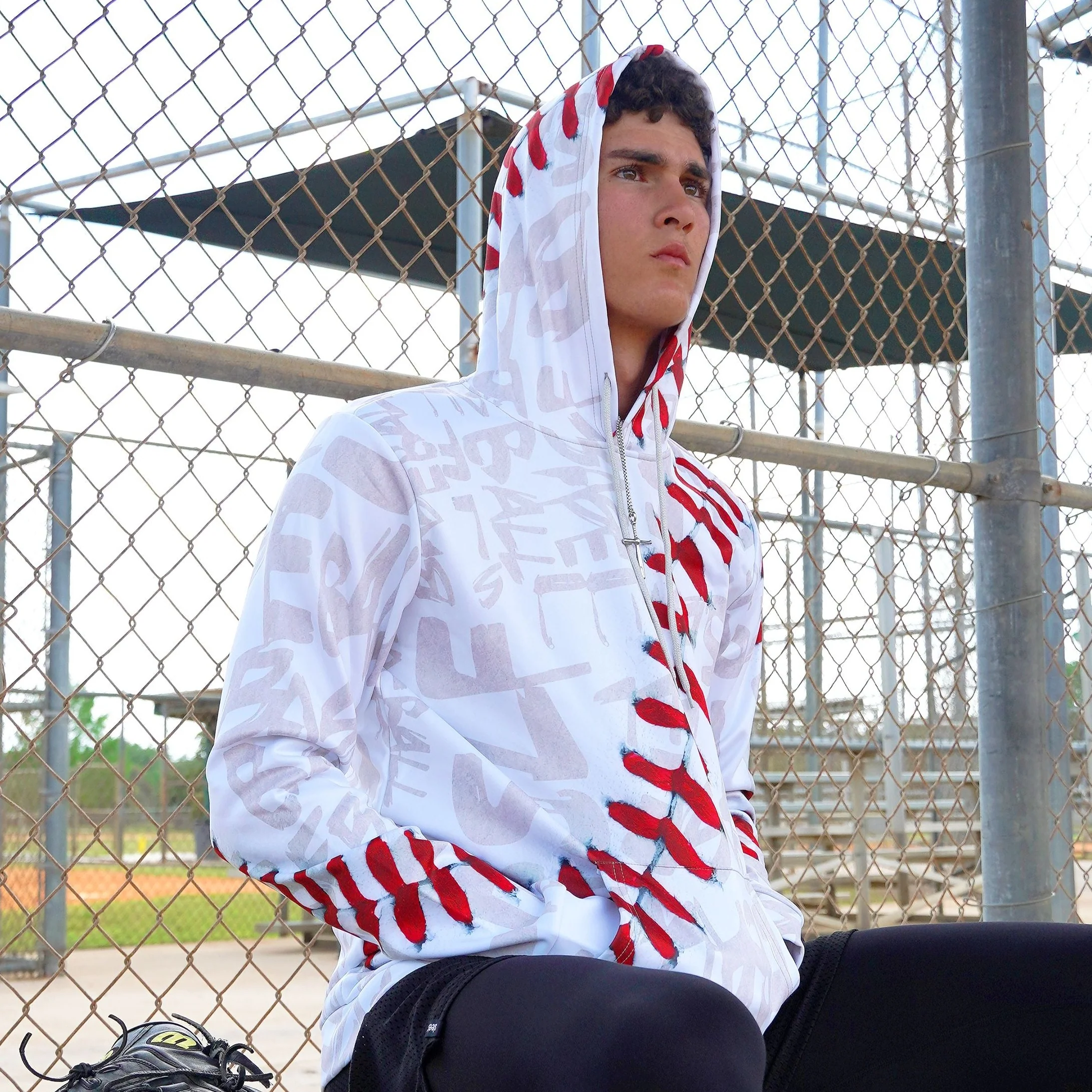 SLF Old Baseball Pattern Hoodie - Image 2