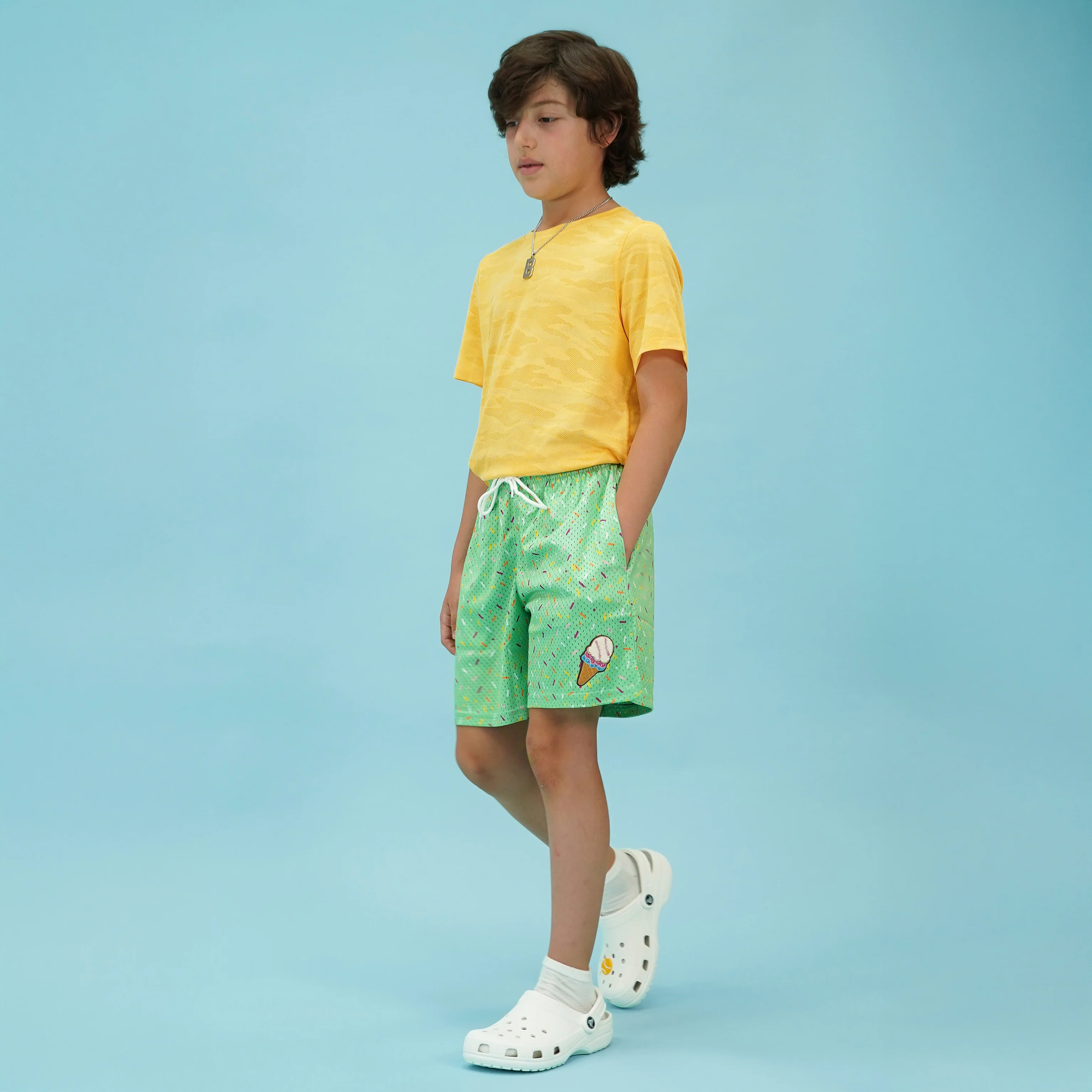 Sprinkle Blast Aquamarine Kids Shorts - 5" - Image 4