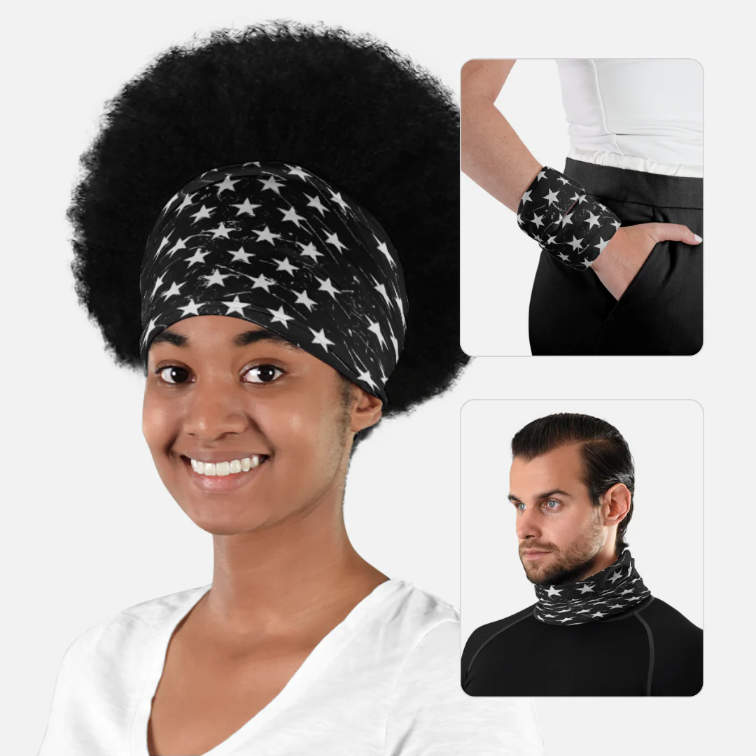 Stars Black White Neck Gaiter - Image 3