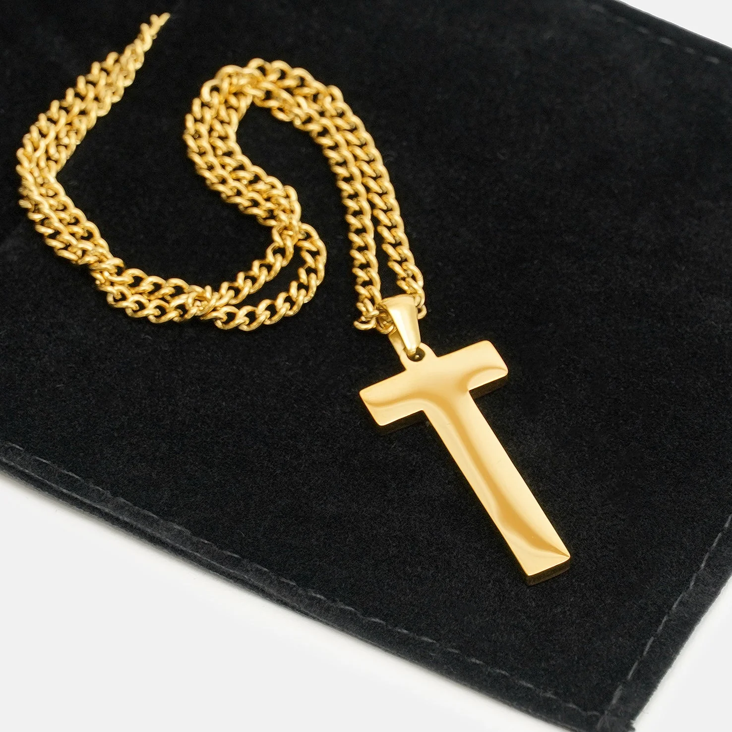 T Letter Pendant with Chain Kids Necklace - Gold Plated Stainless Steel - Image 4