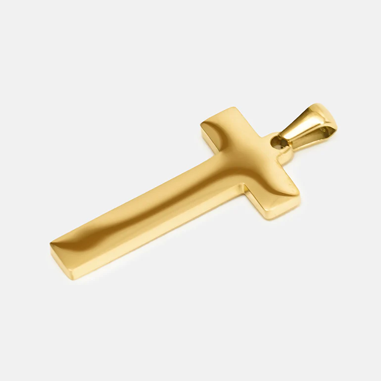 T Letter Pendant with Chain Necklace - Gold Plated Stainless Steel - Image 3