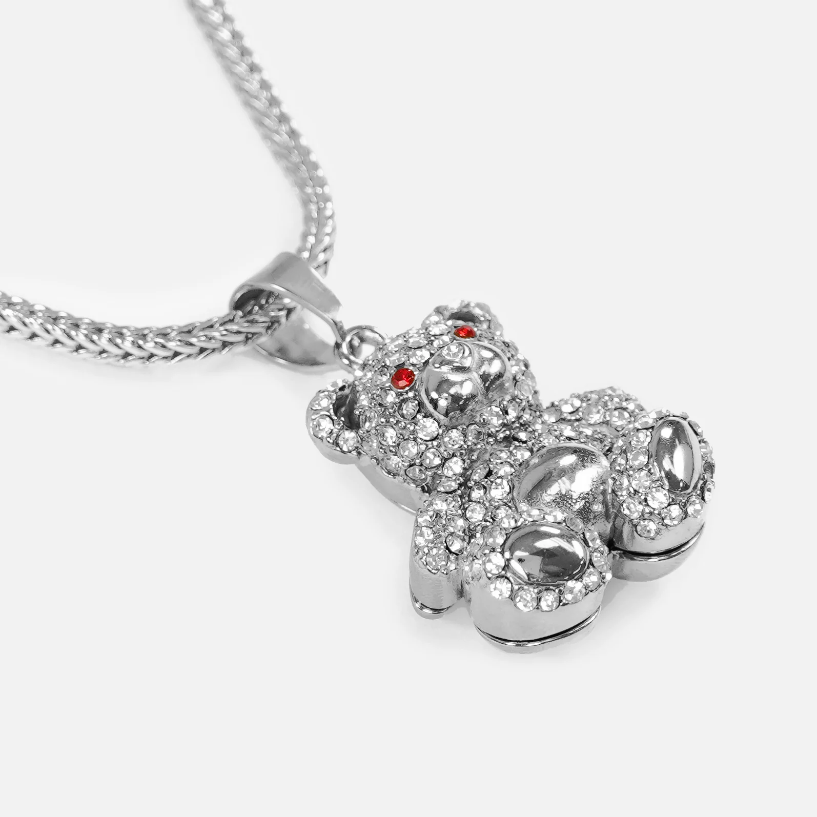 Teddy Bear 1½" Pendant with Chain Necklace - Stainless Steel