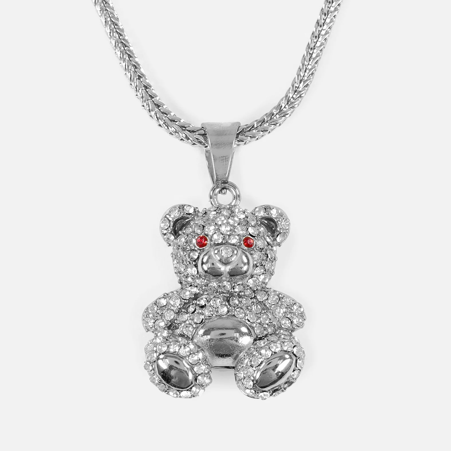 Teddy Bear 1½" Pendant with Chain Necklace - Stainless Steel - Image 2