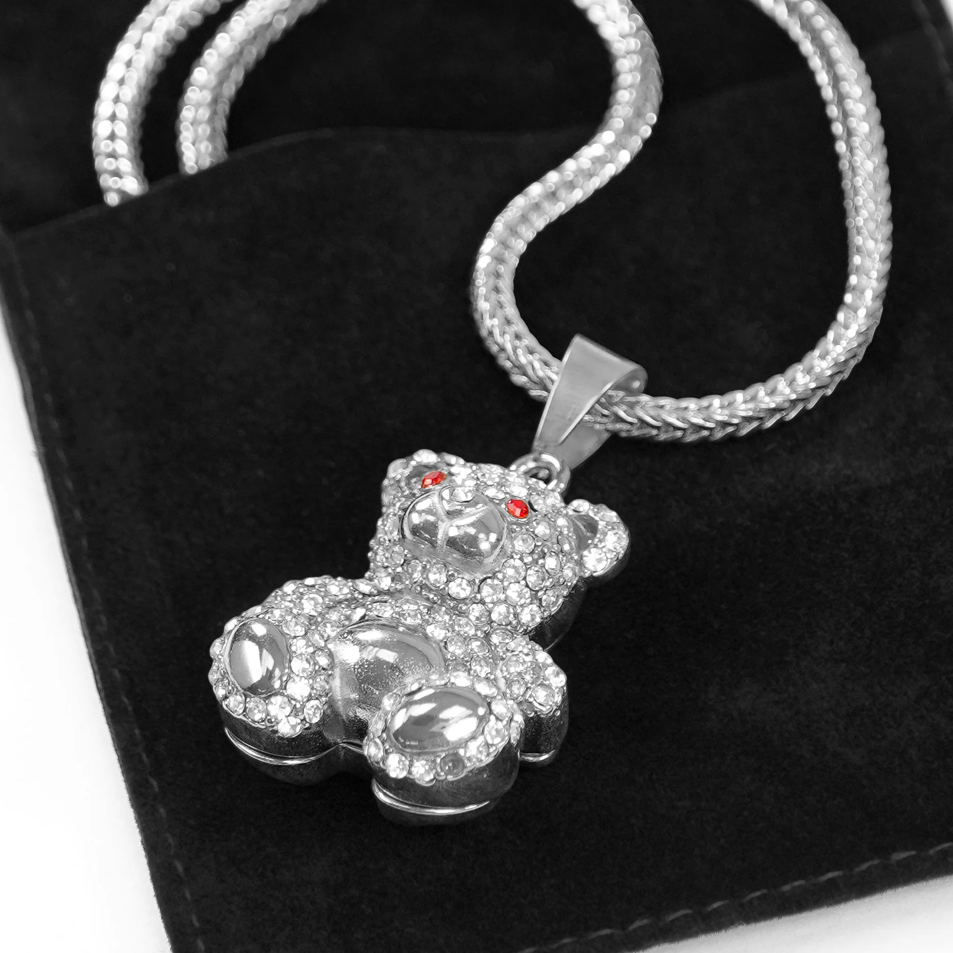 Teddy Bear 1½" Pendant with Chain Necklace - Stainless Steel - Image 5