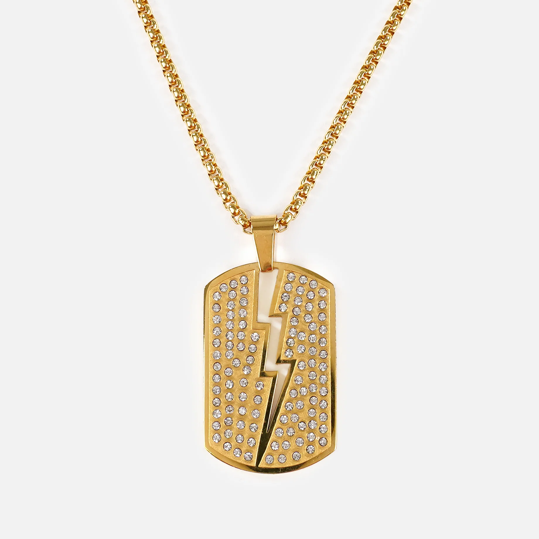 Trueno 1¾" Pendant with Chain Necklace - Gold Plated Stainless Steel - Image 2