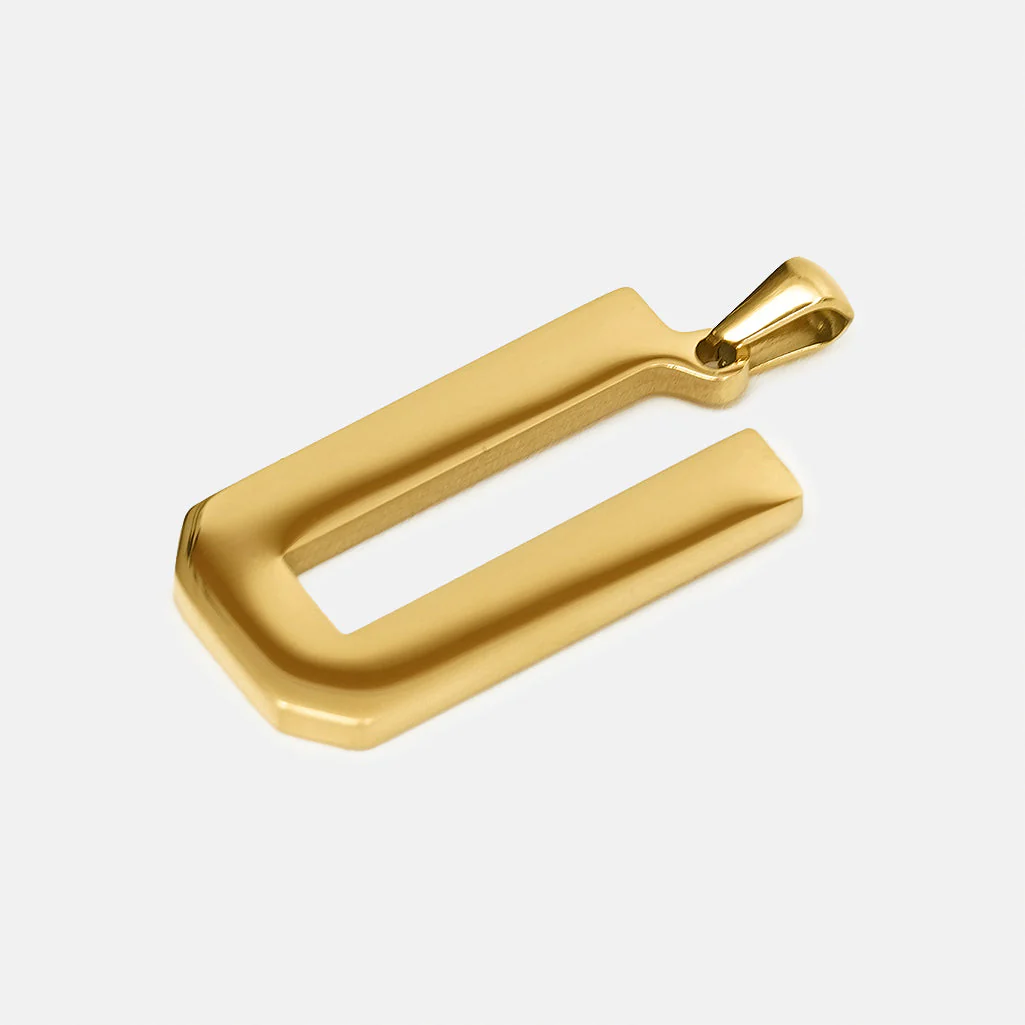 U Letter Pendant with Chain Kids Necklace - Gold Plated Stainless Steel - Image 3