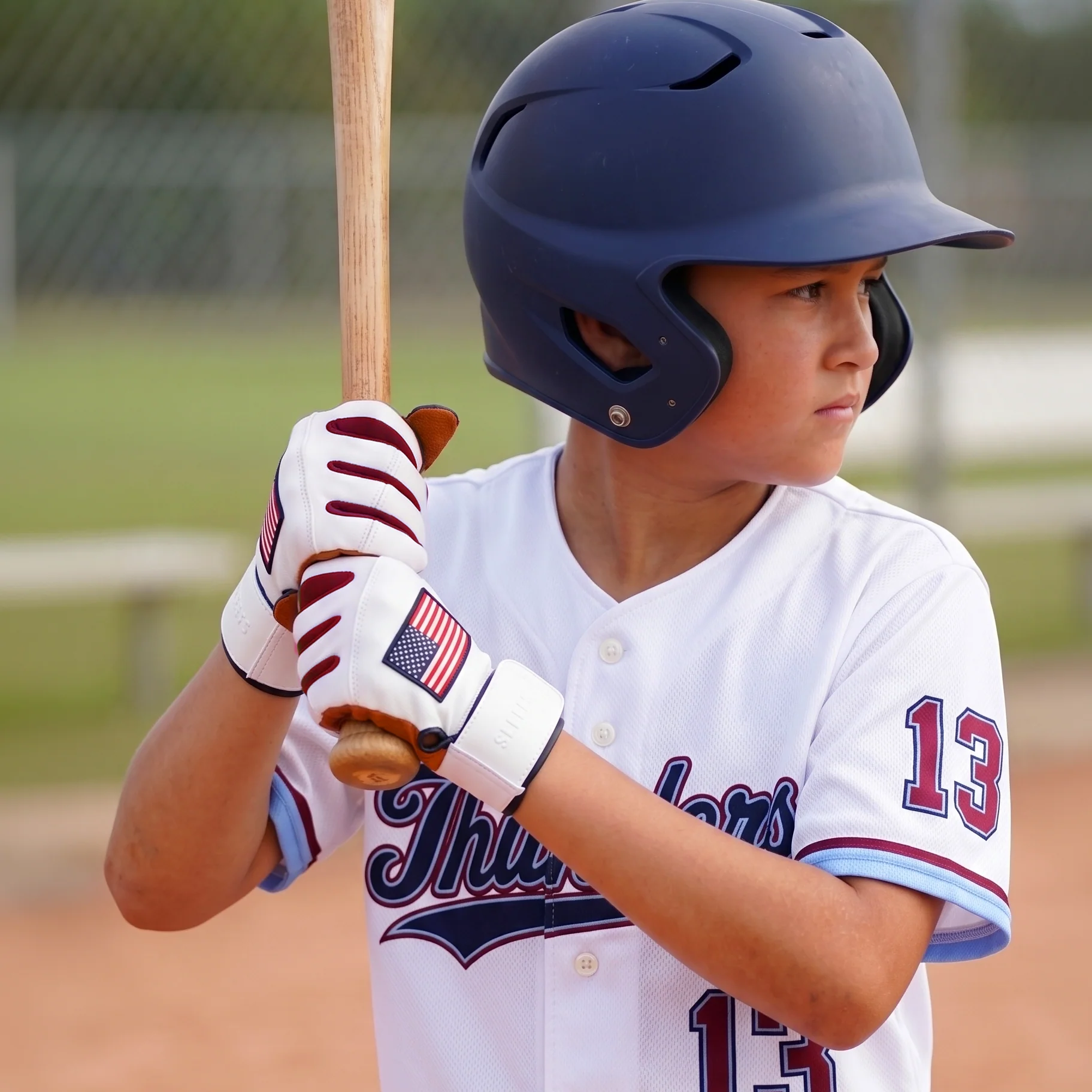 USA Flag Kids Baseball Batting Gloves - Image 5