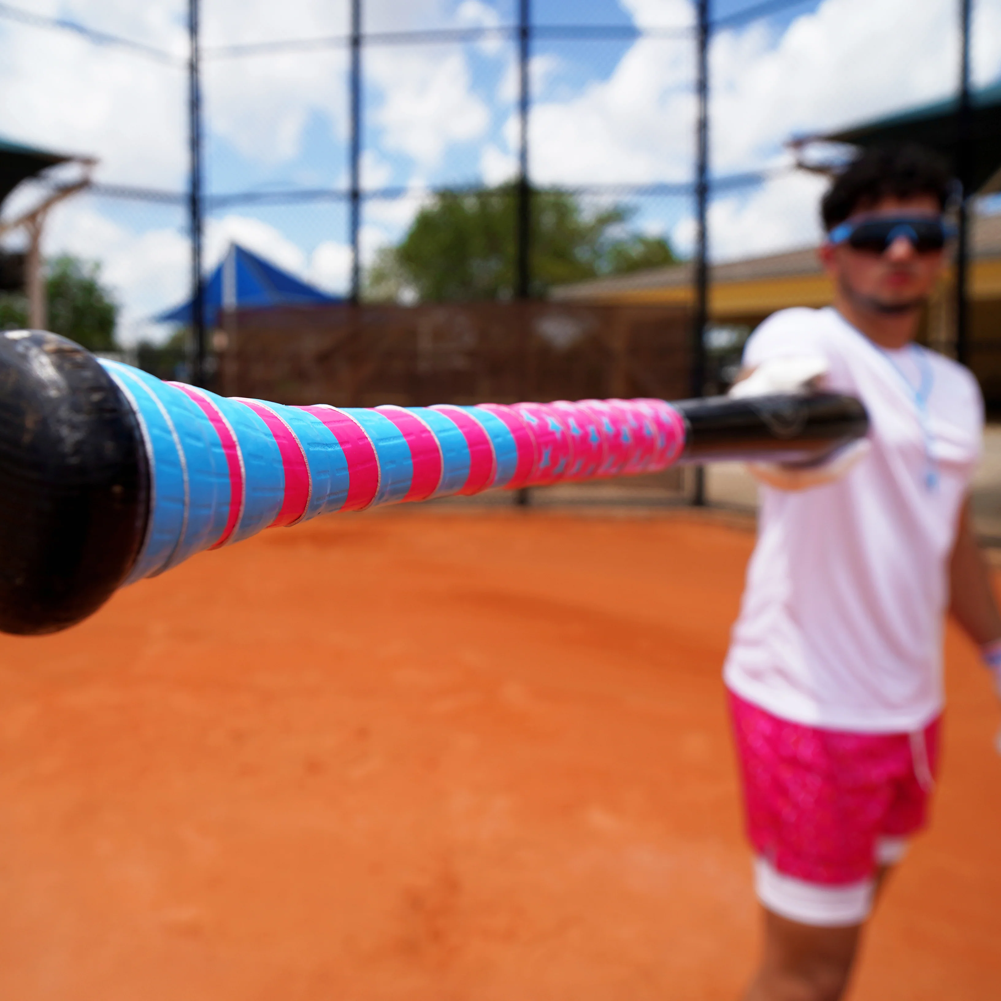 USA Flag Magenta Light Blue Bat Grip - Image 2