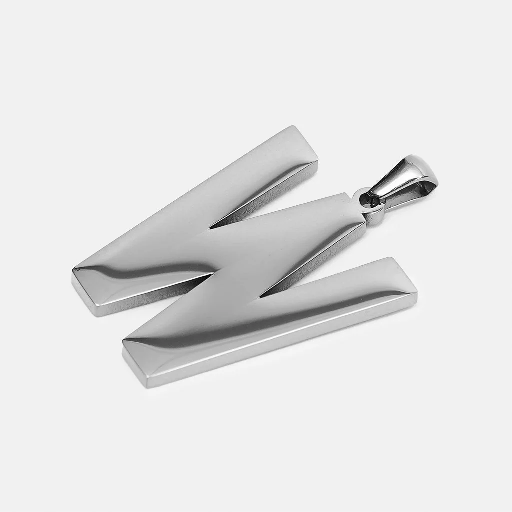 W Letter Pendant with Chain Kids Necklace - Stainless Steel - Image 3