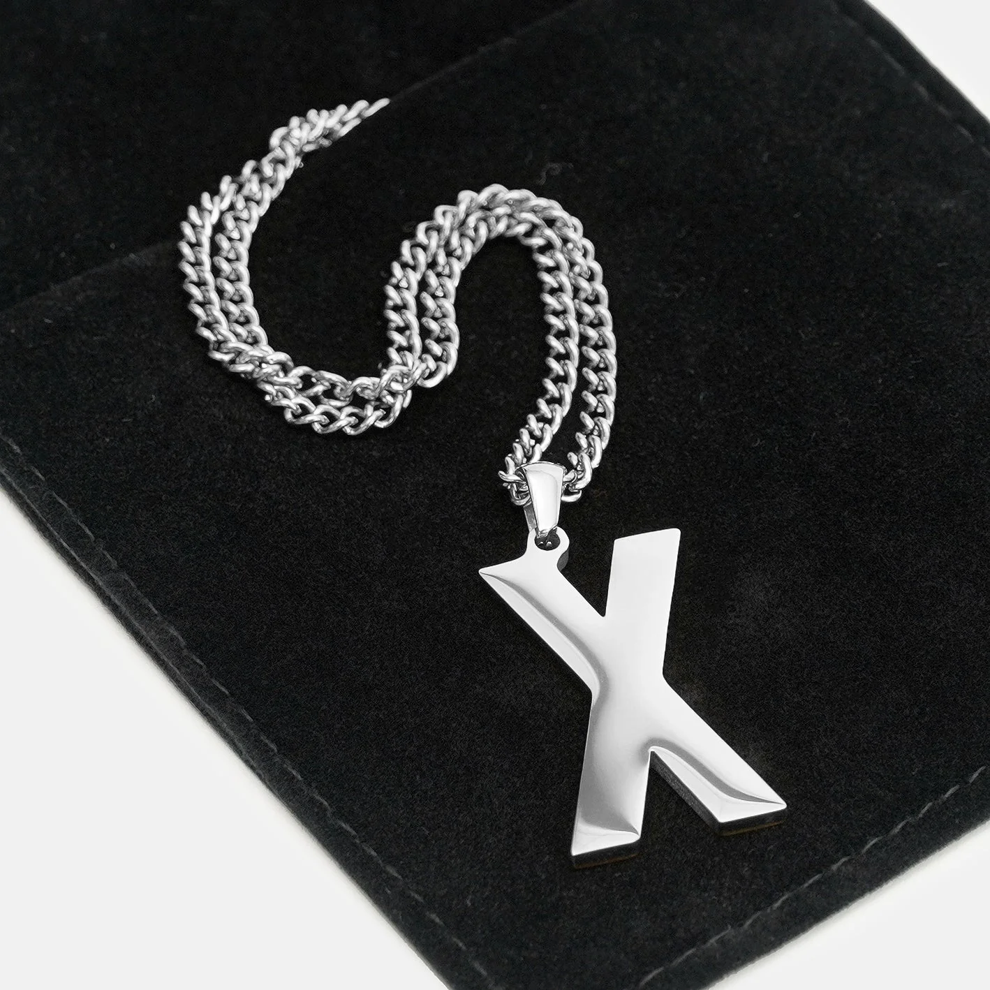X Letter Pendant with Chain Kids Necklace - Stainless Steel - Image 5