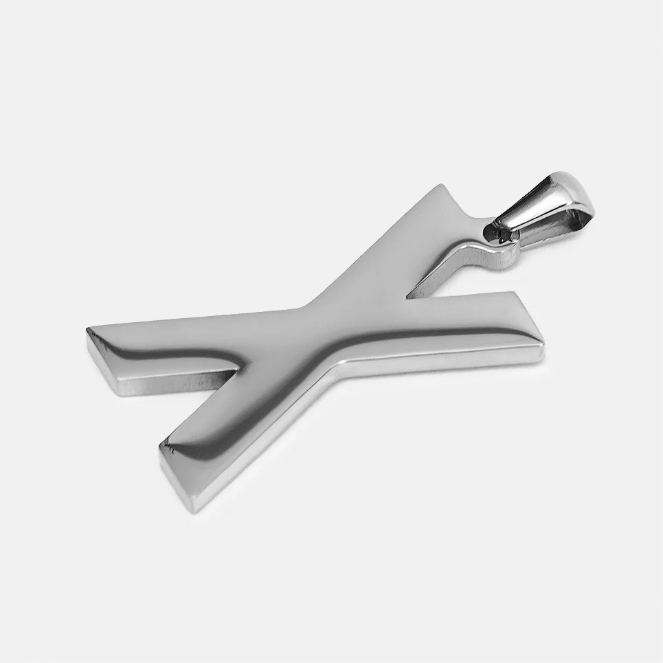 X Letter Pendant with Chain Necklace - Stainless Steel - Image 3