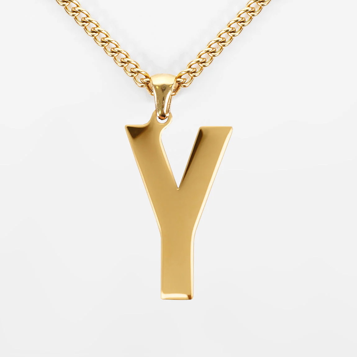 Y Letter Pendant with Chain Kids Necklace - Gold Plated Stainless Steel