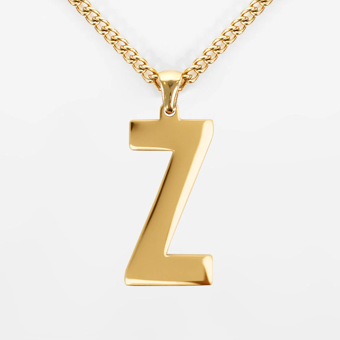 Z Letter Pendant with Chain Kids Necklace - Gold Plated Stainless Steel