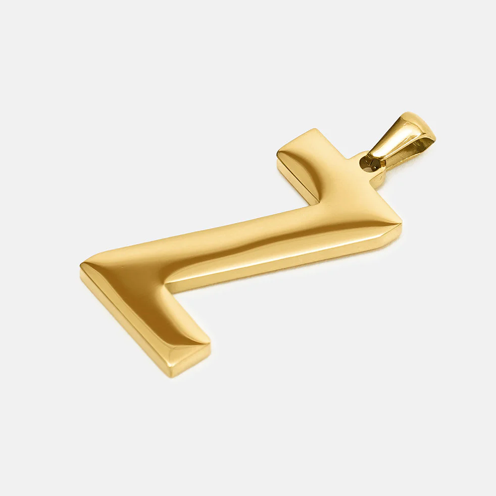 Z Letter Pendant with Chain Kids Necklace - Gold Plated Stainless Steel - Image 3
