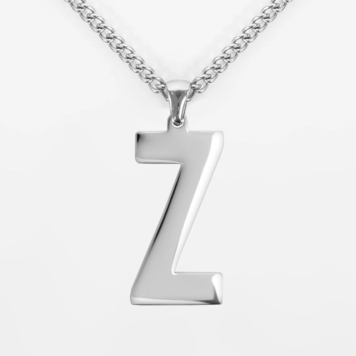 Z Letter Pendant with Chain Kids Necklace - Stainless Steel