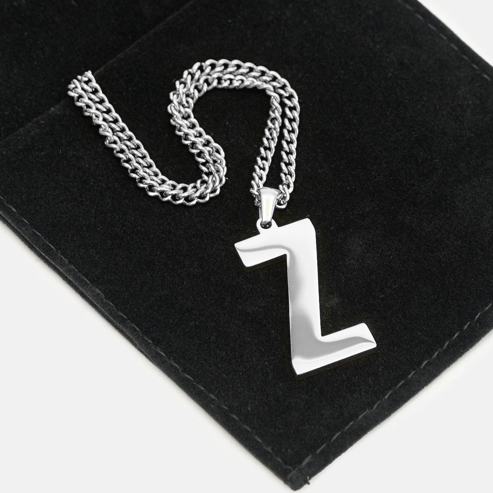 Z Letter Pendant with Chain Kids Necklace - Stainless Steel - Image 5