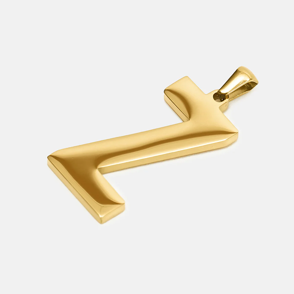 Z Letter Pendant with Chain Necklace - Gold Plated Stainless Steel - Image 3
